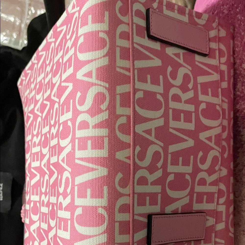 Versace Pink and White Logo Tote - Picture 4 of 15
